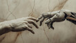 © ArtistiKa - A striking image inspired by 'The Creation of Adam', depicting a human hand and a robot hand about to touch