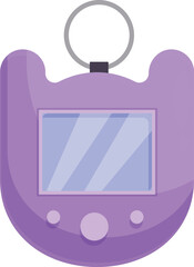 Poster - Purple tamagotchi toy keychain with a blank screen, offering interactive entertainment and nostalgic fun