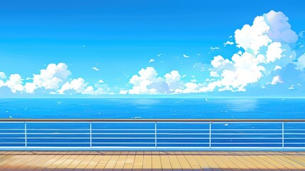 Wall Mural - Illustrating a breathtaking view of the seascape from the deck of a cruise ship