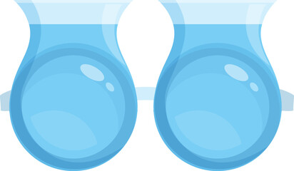 Poster - Chemist round glasses filled with blue chemical liquid for a science experiment