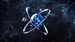 © peerawat - Create an image of a single electron orbiting the nucleus of a hydrogen atom, highlighting its role as the fundamental particle in atomic structure.