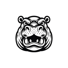 Wall Mural - Mascot of hippopotamus head vector illustration black color