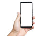 © Oksana_Latysheva - Man hand holding smartphone mock up isolated on white background