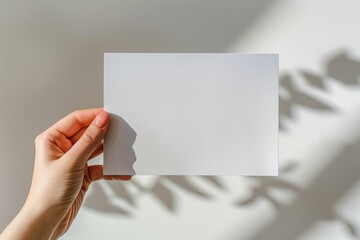 Blank paper mockup on hand created with generative AI