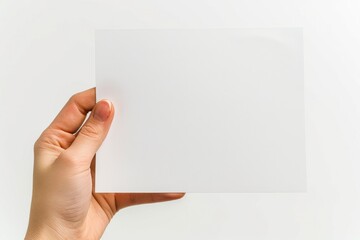 Blank paper mockup on hand created with generative AI