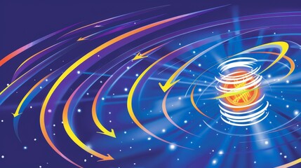 Wall Mural - Illustrate the concept of electron spin, with arrows representing the spin-up and spin-down states in a magnetic field.