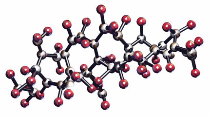 Wall Mural - Illustrate the molecular structure of caffeine (C8H10N4O2), emphasizing the complex arrangement of carbon, hydrogen, nitrogen, and oxygen atoms.