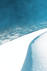 Poster - A minimalist landscape photograph featuring a white sand dune meeting a vibrant blue horizon.