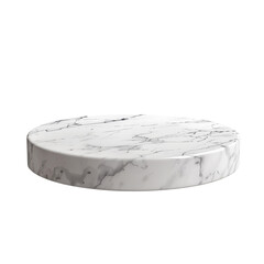 White round marble podium, marble product display isolated on transparent background