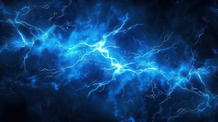 Poster - electric blue texture with lightning bolt pattern energetic and dynamic abstract background illustration