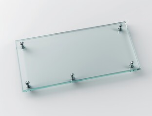 Poster - Advertisment sign isolated on transparent PNG background. Glass plate on metal stand. Stock based on transparent PNG.