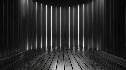 Poster - An illuminated empty room with white spotlights. Stock rendering.