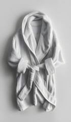 Poster - White soft bathrobe top view isolated on a white background