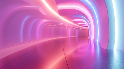Poster - a 3d rendering of an abstract interior with neon lights. a futuristic background is displayed. a cre
