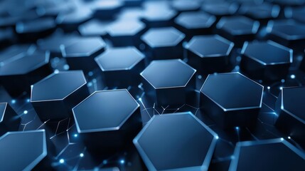 futuristic hexagonal pattern on dark blue background abstract 3d rendering for technology concept abstract background