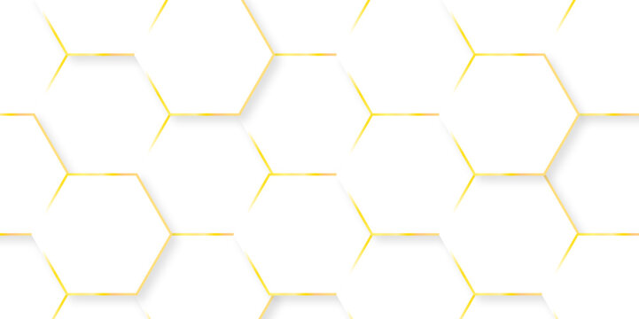 Abstract background with hexagons. Geometric hexagon polygonal pattern background vector. seamless bright white abstract honeycomb grid 3d cell tile technology texture backdrop concept.