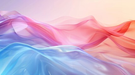 Poster - An abstract 3D render with blue and pink wavy lines. Stock.