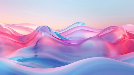 Poster - Stock render of a blue and pink wavy background.