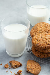 Wall Mural - Oatmeal cookies with chocolate chips, healthy vegan gluten free biscuits