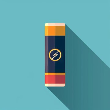 Vector Single Flat Color AA Type Battery Icon 