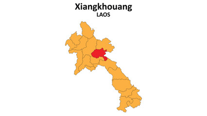 Sticker - Xiangkhouang Map in Laos. Vector Map of Laos. Regions map of Laos.