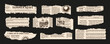 © Olgadesigner - Trendy set of torn newspapers in the grunge style. A summer newspaper with uneven, jagged edges for collages. Retro elements for the design. Vector.