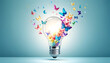 © KeetaKawee - a brightly glowing light bulb with colorful butterflies flying out of it, creating a whimsical and imaginative atmosphere.