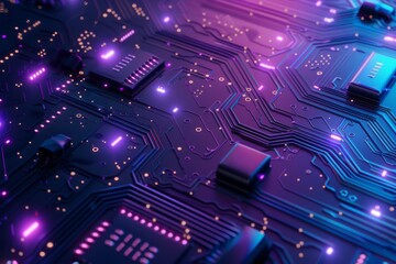 Poster - Background with glowing lines in abstract technology. 3D illustration. Generating .