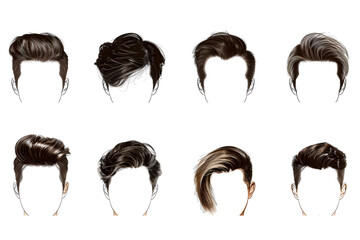 Poster - Set of fashionable man's hairstyles isolated on white background