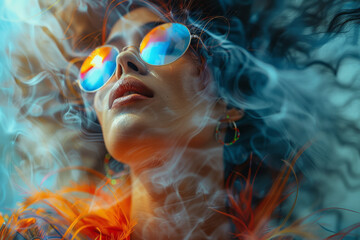Poster - Dramatic shot of a drag queen in mid-dance, capturing movement and energy,