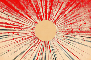 Wall Mural - Sun burst in retro style with grungy dots. Vintage sun rays background.