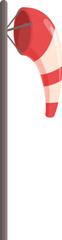 Poster - Red and white windsock hanging on metal pole showing wind direction and strength