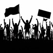 © Ольга Лукьяненко - silhouette of cheering crowd in protest Isolated on white background
