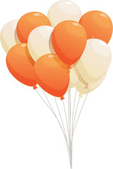 Poster - Bunch of orange and white balloons floating with helium, perfect for a party decoration