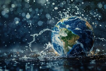 Saving water and world environmental protection concept. Eearth, globe, ecology, nature, planet concepts