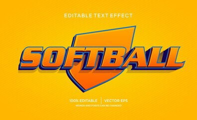 Wall Mural - softball 3d text effect template