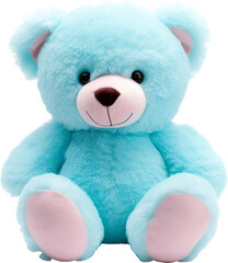 cute sky blue bear doll isolated on white or transparent background,transparency 