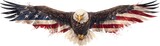 Majestic bald eagle with American flag wings soaring in flight, symbolizing freedom, patriotism, and strength. Inspirational imagery. independence day concept
