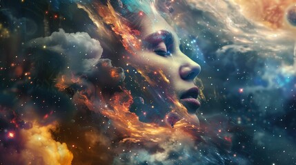 the girl face with smoke