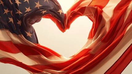 Heart-shaped American flag symbolizing love and patriotism, perfect for 4th of July or Memorial Day themed projects and designs. independence day concept