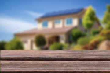 Wall Mural - The empty wooden table top on farm background