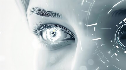 Futuristic AI Training Products Showcase on White Background with Blank Center for Text Insertion, Technology Banner Design