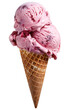 © Suphakorn - Delicious double scoop of pink berry ice cream in a waffle cone, isolated on white background, transparent background