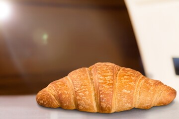 Wall Mural - Single plain tasty croissant baked pastry