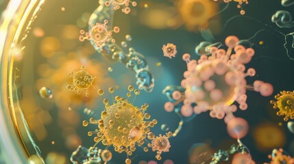 Poster - A close-up of a petri dish containing bacteria and the effects of different chemicals on growth