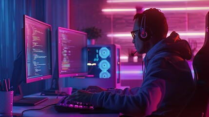 Creative Coding: Portrait of a Software Developer Crafting Digital Solutions with Passion and Precision