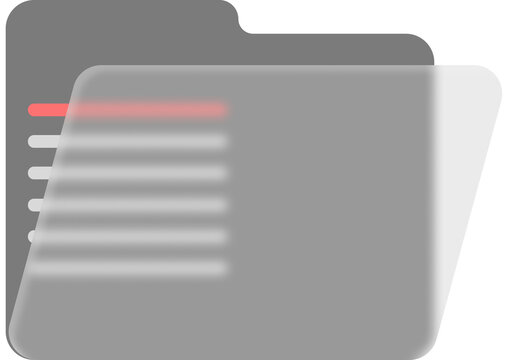 Glass morphism style document folder design element for business and computer system illustration