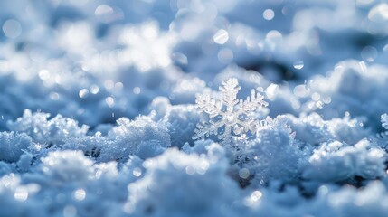 Sticker - Snowflakes falling on the ground during Christmas and blanketing it with snow