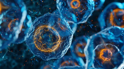 Poster - A microscope view of cells being observed for groundbreaking medical research.