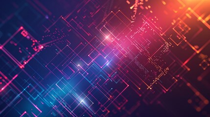 Poster - Abstract Geometric Shape Technology Digital Hi-Tech Concept Background with Space for Text. Futuristic Design with Dynamic Patterns and Modern Elements
